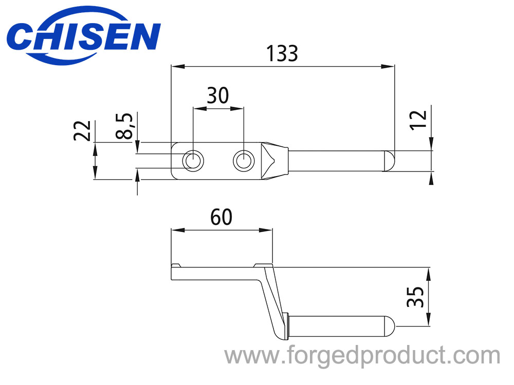 Forged Side Board Hinge's Diagram