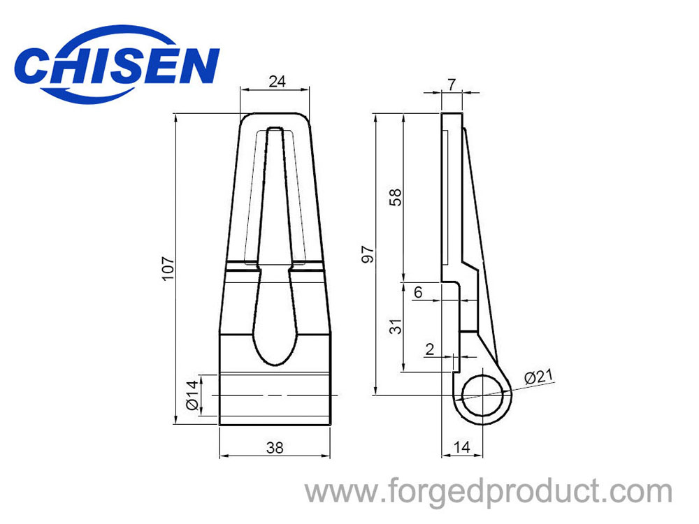 Hinge 13mm, Drop Forged, Zinc Plated Diagram