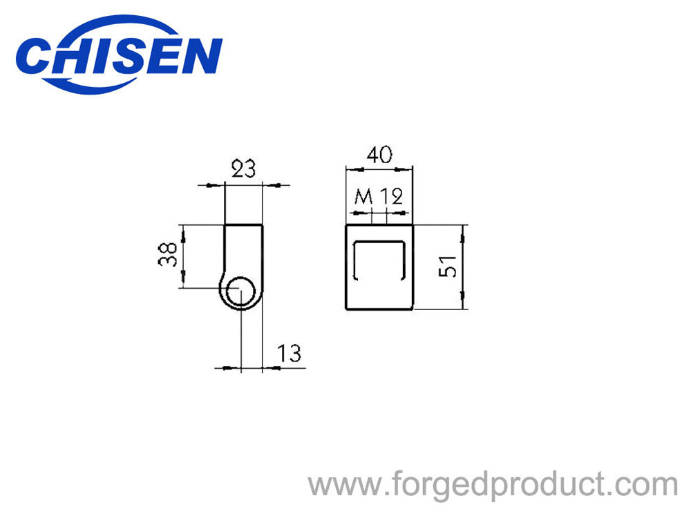 Hinge 6551 M12, Drop Forged, Zinc Plated Diagram