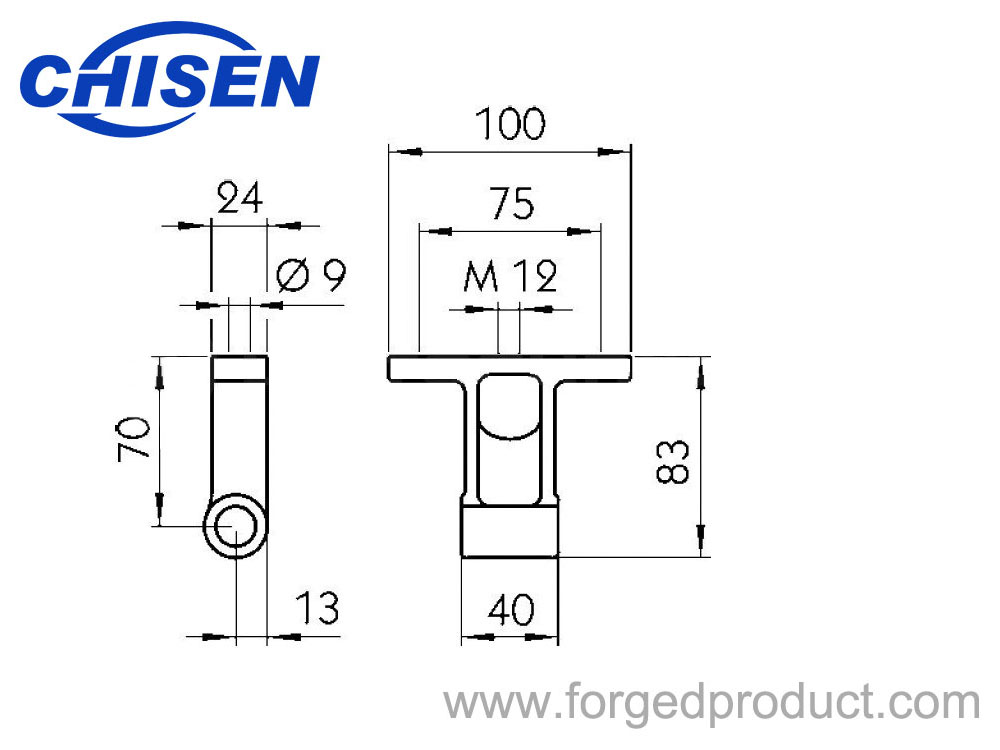 Hinge 6561 70mm M12, Drop Forged, Zinc Plated Diagram