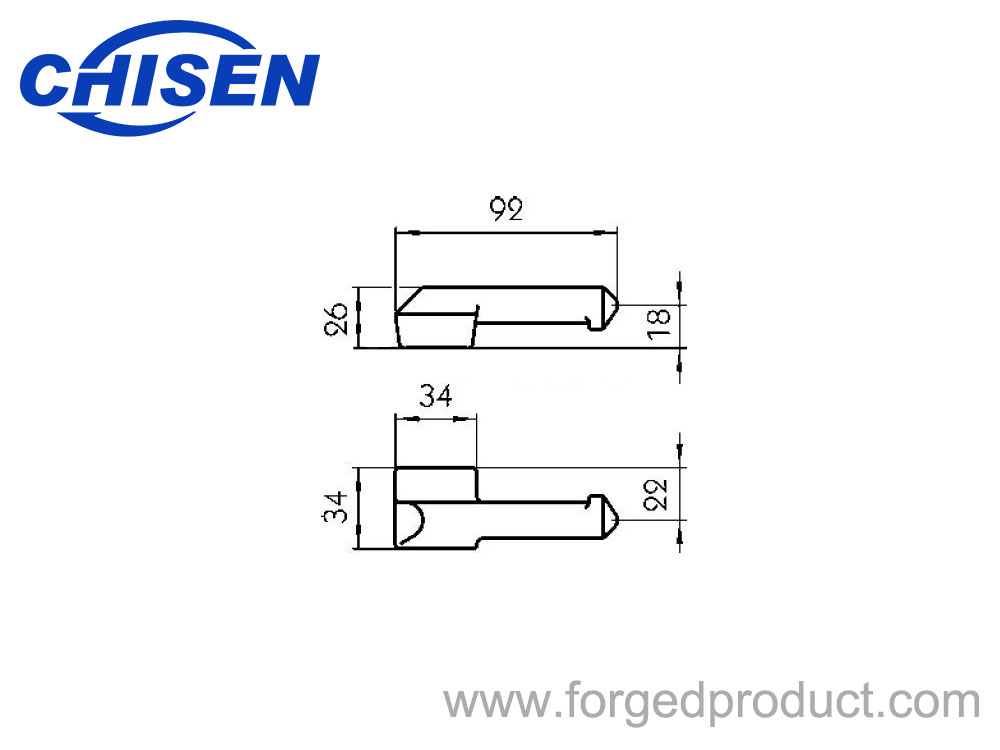 Hinge Pin 655/656N, Left-Hand Version, Drop Forged, Diagram