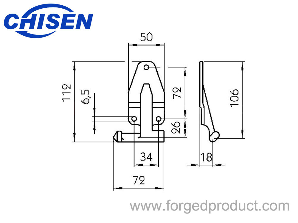 Hinge Pin 657 with Three Holes, Drop Forged, Zinc Plated Diagram