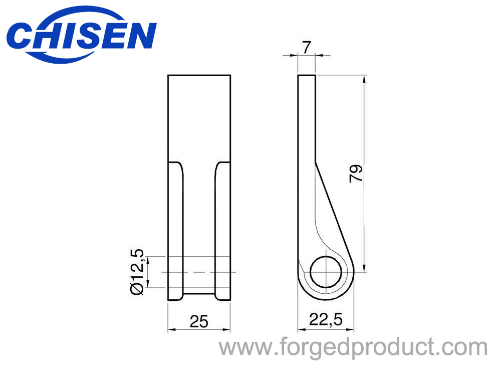 Hinge To Weld 12mm, Drop Forged, Zinc Plated Diagram