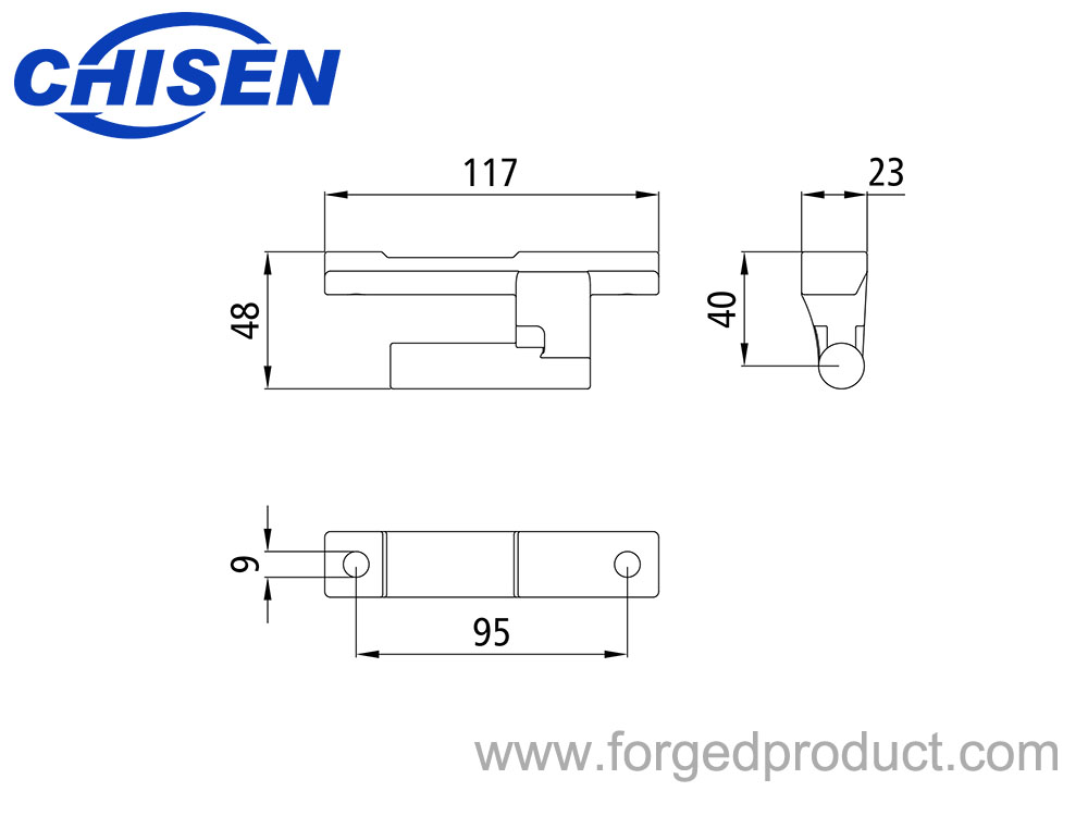 Sideboard Hinge Pin TIR, Zinc Plated, Diagram