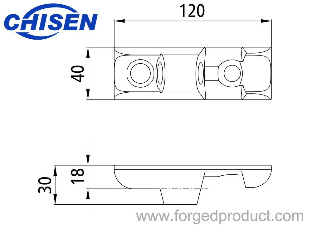 Sideboard Hinge TIR Weld On, Zinc Plated, Diagram