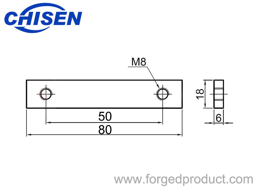 Steel Sheet 50mm, 80X18X6mm, Diagram