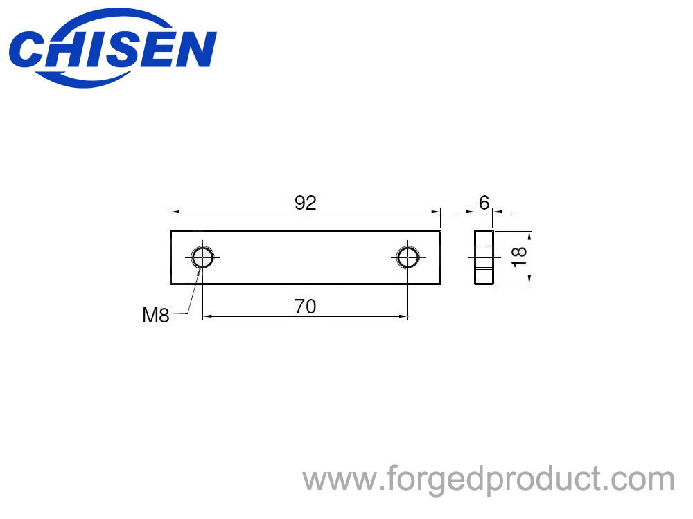 Steel Sheet 70mm, 92X18X6mm, Diagram