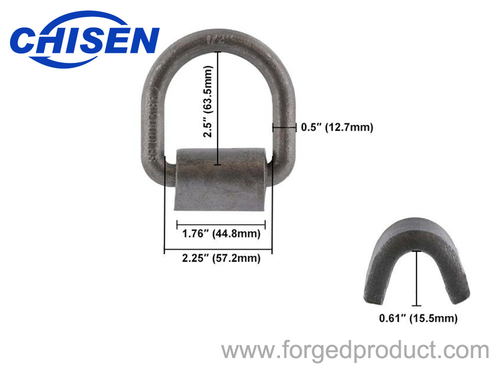 1 inch Forged Weld-On D Lashing Ring Dimension